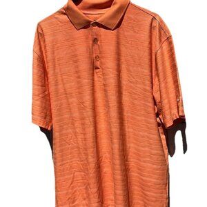 Vintage Nike Golf Dri Fit Orange White Striped Polo Shirt Men's Size Large